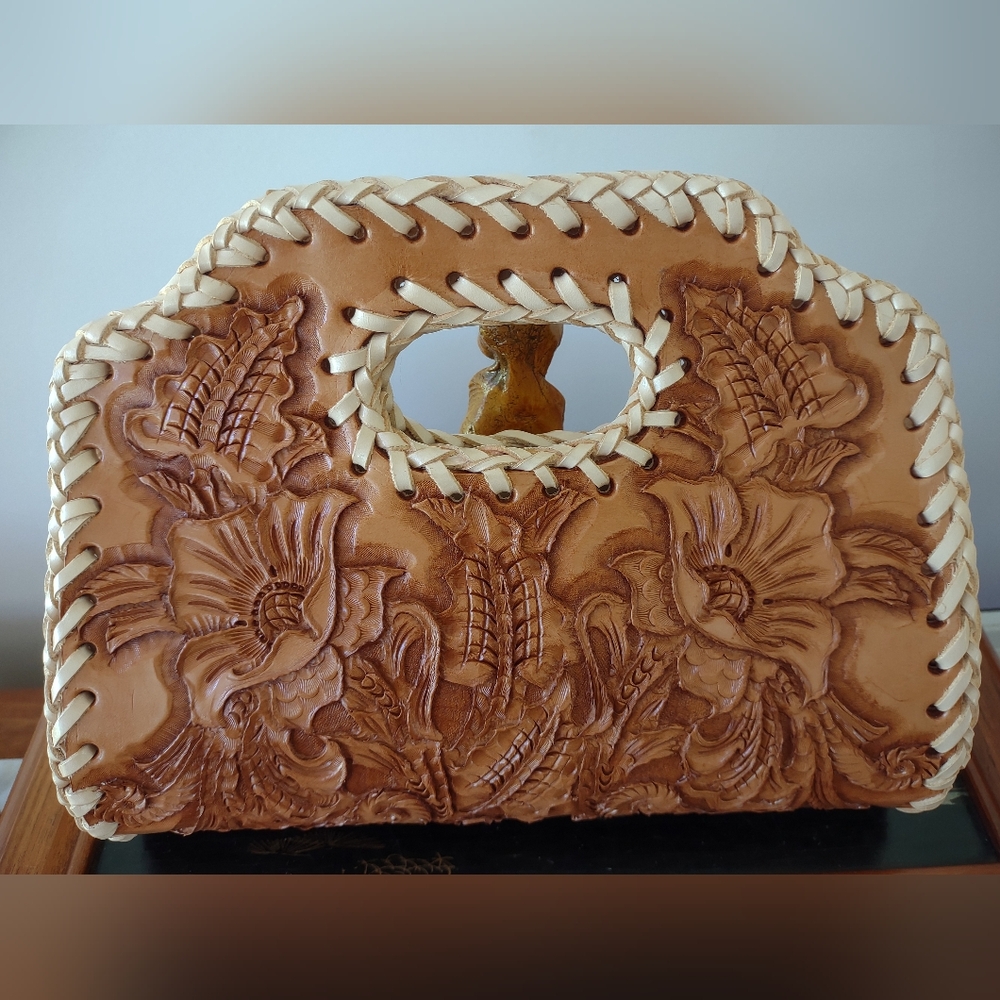 Hand Tooled Leather Clutch Bag